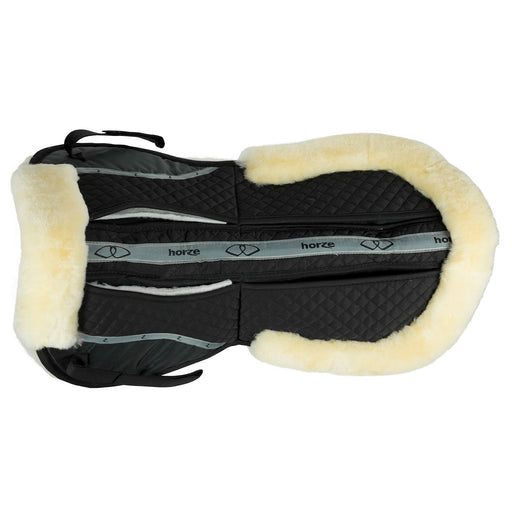 Photo of Horze Harleigh Correction Half Pad in Black with Natural Sheepskin