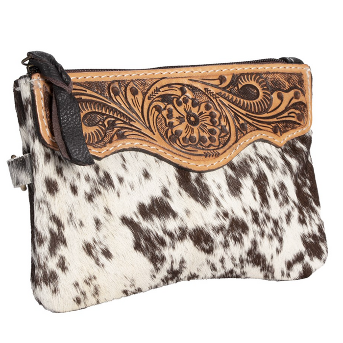 Fort Worth Cowhide Leather Purse | Cream/Brown