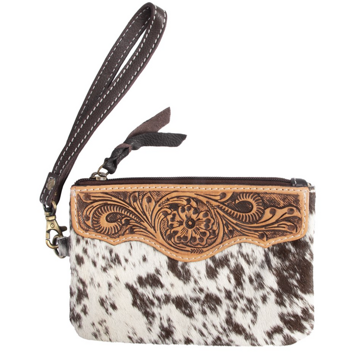 Fort Worth Cowhide Leather Purse | Cream/Brown