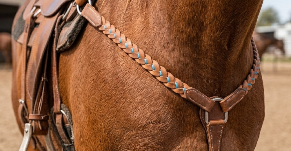 Ezy Ride Breastplate with Blue Plaiting Harness