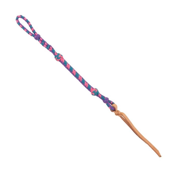Ezy Ride Quirt with Leather End | Pink/Purple/Teal