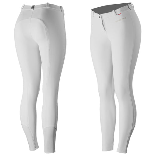 Photo of front and back of B Vertigo Lauren Silicone Competition Breeches in White