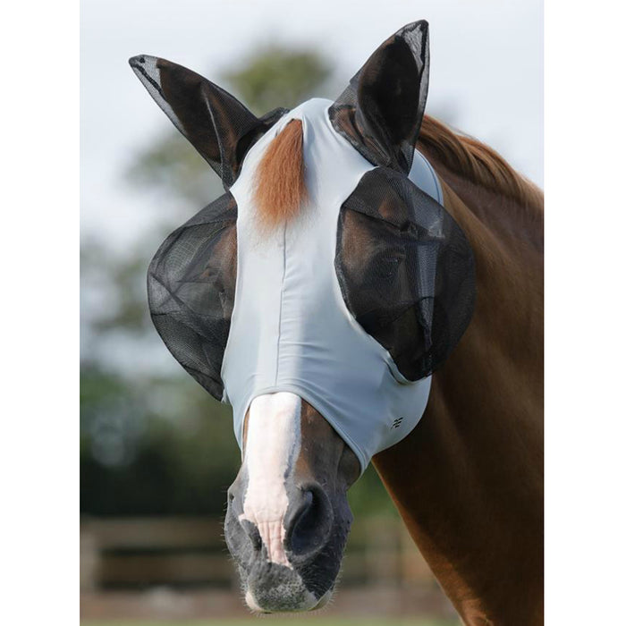 Photo of horse wearing Premier Equine Comfort Tech Lycra Fly Mask in Grey