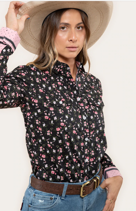 Ringers Western Nikki Semi Fitted Women's Dress Shirt | Black/Dahlia Floral