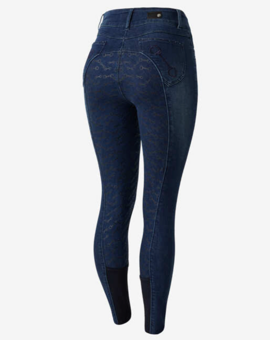Horze Kaia Denim Silicone FS Breeches with Crystals